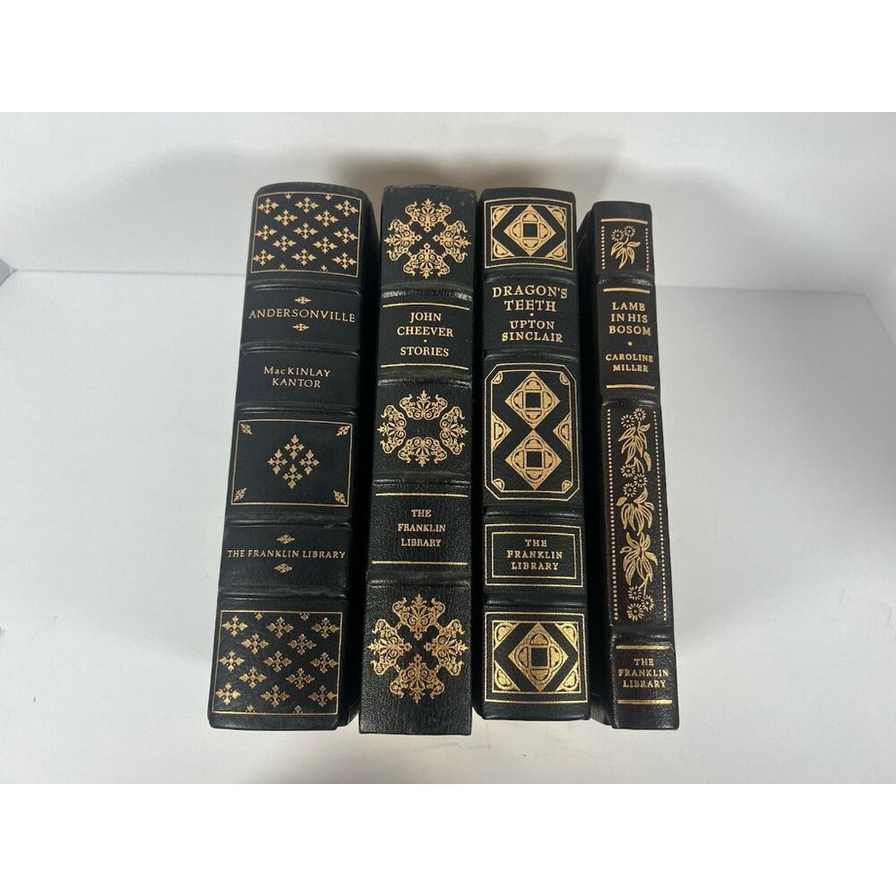 Lot Of 4 Franklin Library Full Leather Books Vintage Decor Collectible Hardcover - Picture 1 of 6